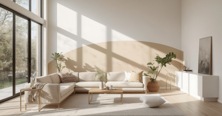 Warm neutral interior palette in Bankstown South-West Sydney living room