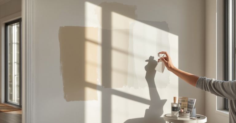 Paint colour sample pots applied to Bankstown home interior wall for testing
